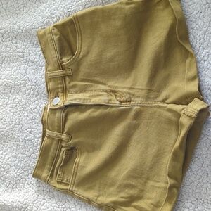 SO olive green/mustard jean shorts